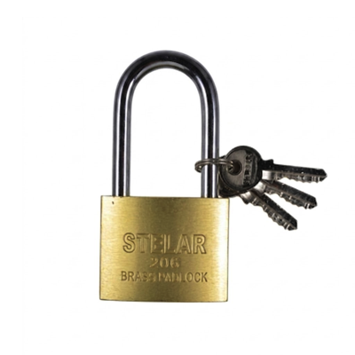 STELAR 30MM Brass Padlock LONG SHACKLE HG623-L